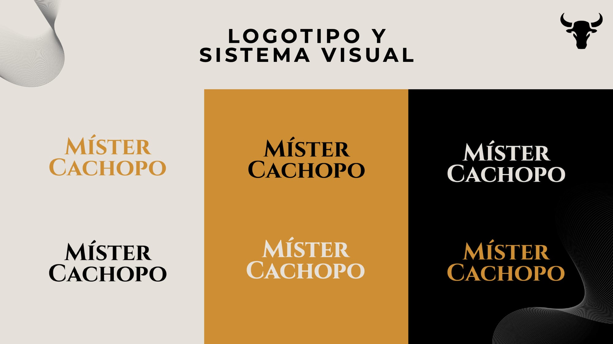 Manual page showing the logo and visual system on three grounds