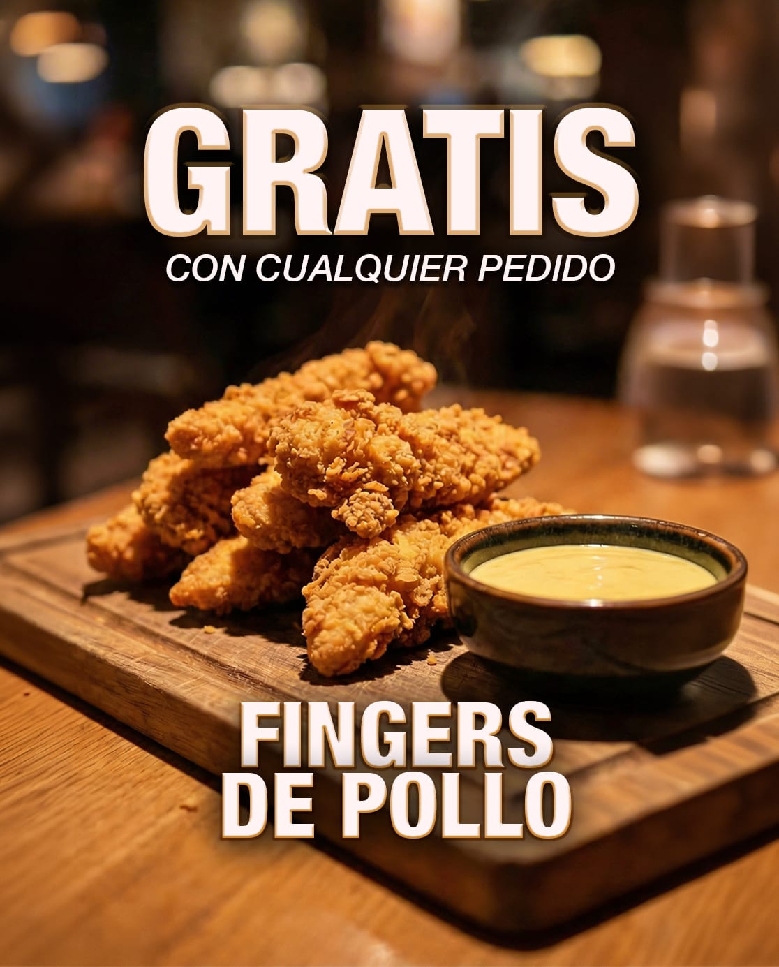 Campaign poster: free chicken fingers with any order