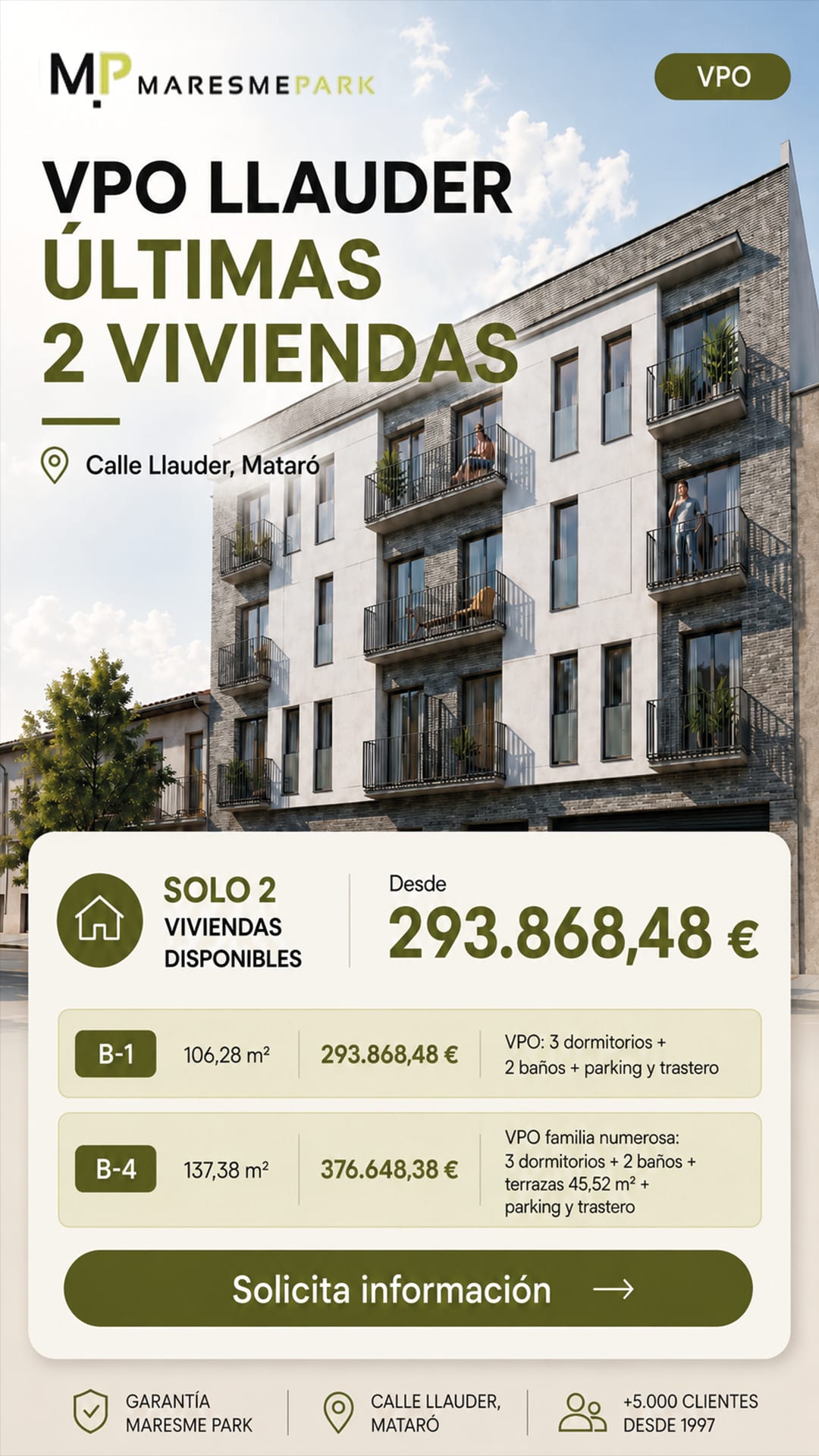 Poster for the last two subsidised homes at Llauder