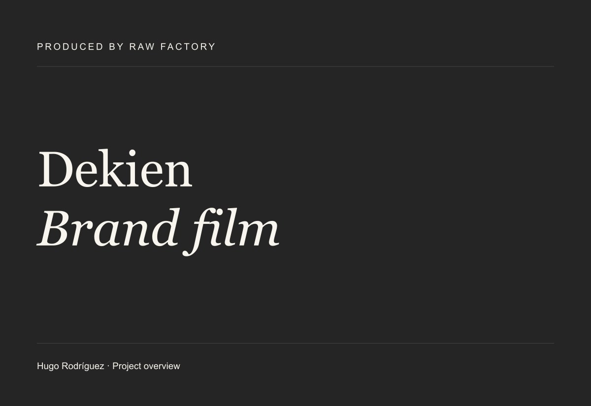 Dekien Brand film — project overview