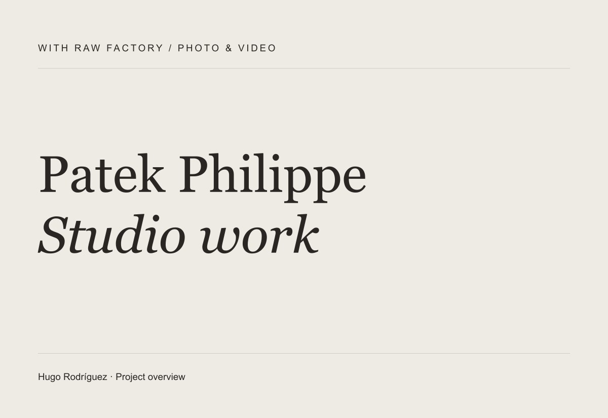 Patek Philippe Studio work — project overview